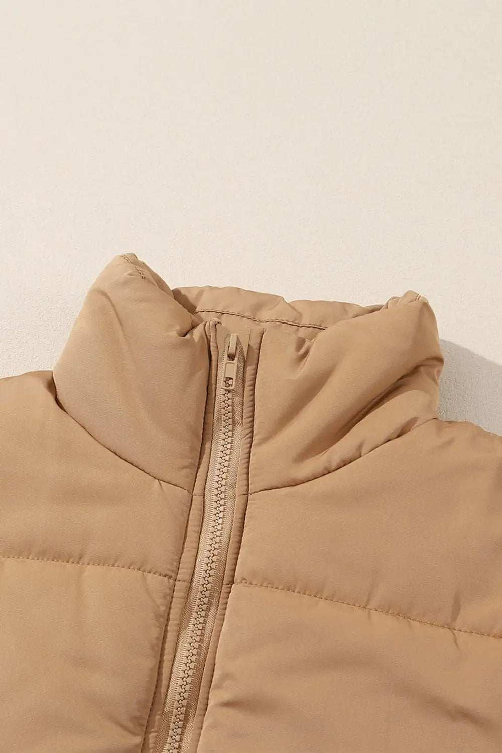 Zip Up Vest Coat with Pockets - Trendsi - Flyclothing LLC