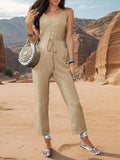 Tied Sleeveless Jumpsuit with Pockets - Trendsi - Flyclothing LLC