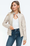 Snobbish PU Leather Biker Jacket with Side Zip Pockets - Trendsi - Flyclothing LLC