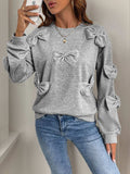 Perfee Bow Round Neck Long Sleeve Sweatshirt - Trendsi - Flyclothing LLC