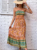 Printed Square Neck Midi Cami Dress - Trendsi - Flyclothing LLC