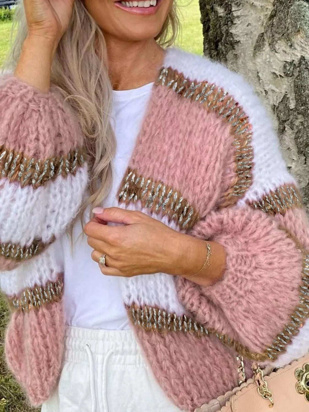 Color Block Open Front Cardigan - Trendsi - Flyclothing LLC