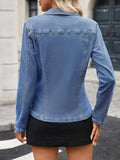 Button Up Long Sleeve Denim Jacket - Trendsi - Flyclothing LLC