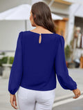 Round Neck Balloon Sleeve Blouse - Trendsi - Flyclothing LLC