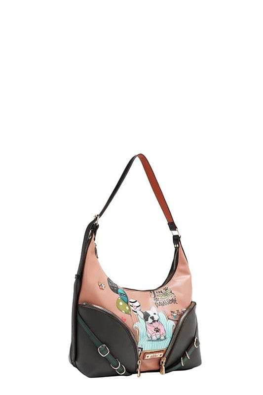 Nicole Lee USA Party King Shoulder Bag with 2 Accessory Pockets Front - Trendsi - Flyclothing LLC
