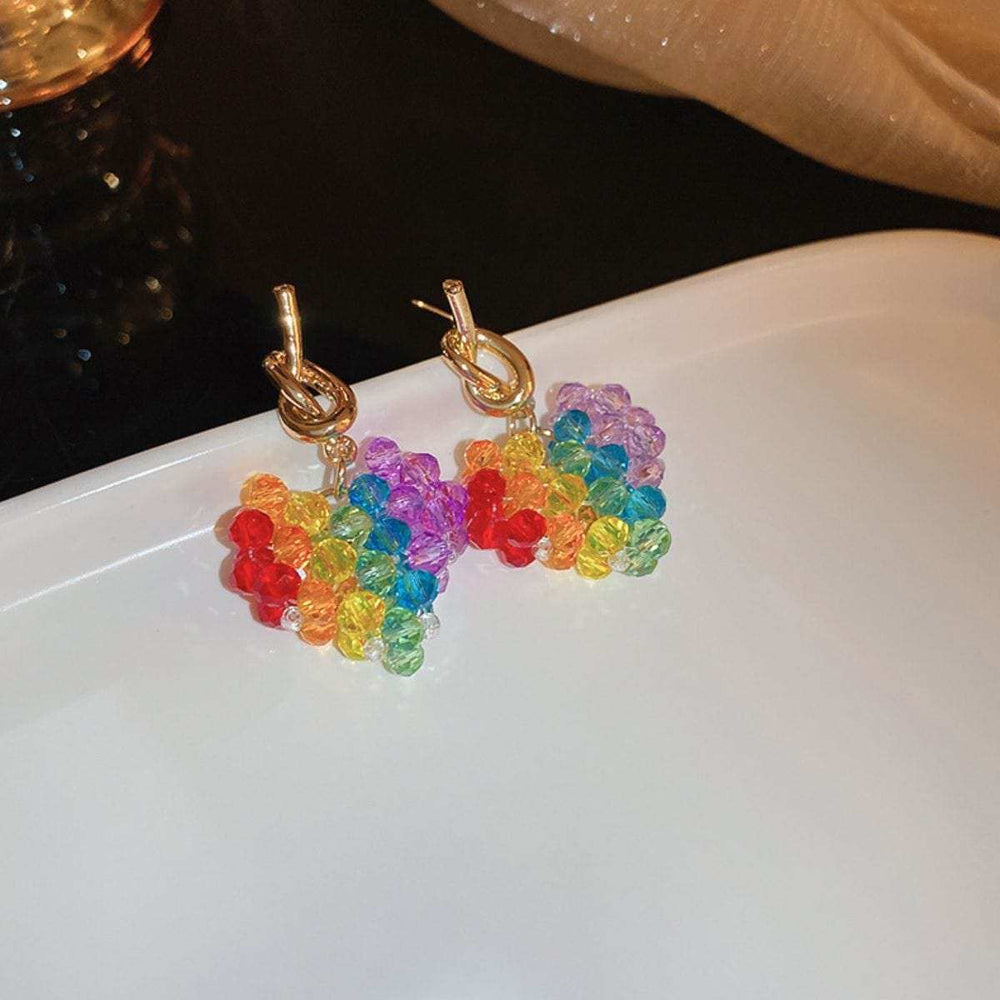Contrast Crystal Bead Earrings - Trendsi - Flyclothing LLC