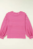 Striped Round Neck Long Sleeve Sweatshirt - Trendsi - Flyclothing LLC
