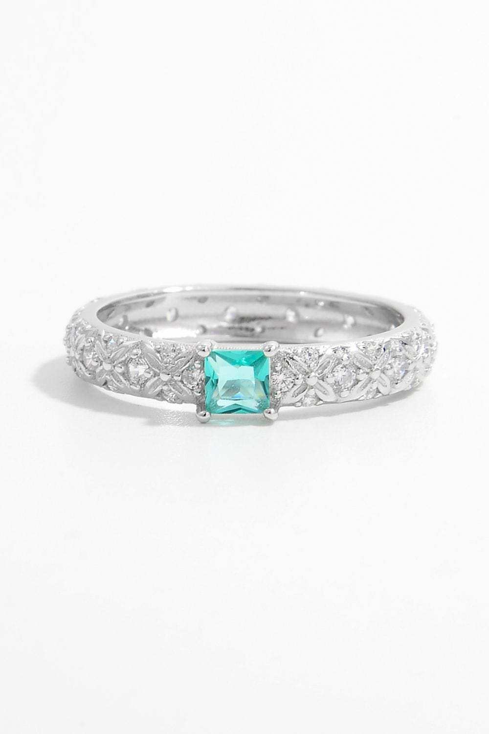 925 Sterling Silver Square Zircon Ring - Trendsi - Flyclothing LLC
