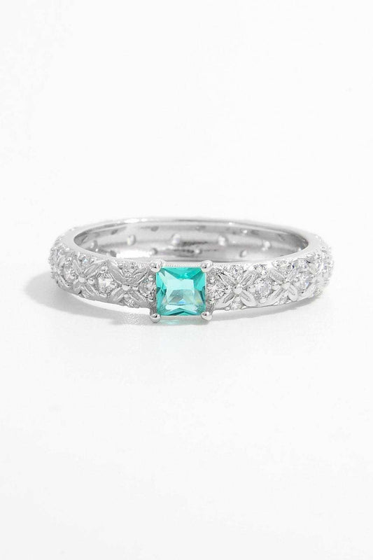 925 Sterling Silver Square Zircon Ring - Trendsi - Flyclothing LLC