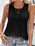 Eyelet Wide Strap Tank - Trendsi - Flyclothing LLC