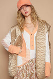 POL Front Zipper Floral Pattern Quilted Vest Coat with Front Pockets - Trendsi - Flyclothing LLC