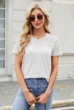 Smocked Round Neck Short Sleeve T-Shirt - Trendsi - Flyclothing LLC