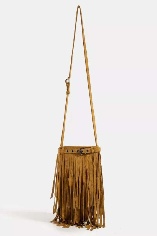 Fame Long Fringe Bucket Shoulder Bag - Trendsi - Flyclothing LLC