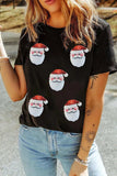 Sequin Santa Round Neck Short Sleeve T-Shirt - Trendsi - Flyclothing LLC