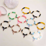 2 Piece Beaded Cat Charm Bracelet - Trendsi - Flyclothing LLC