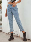 High Waist Straight Leg Jeans - Trendsi - Flyclothing LLC