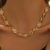18K Gold-Plated Spiral Neclace and Bracelet Jewelry Set - Trendsi - Flyclothing LLC