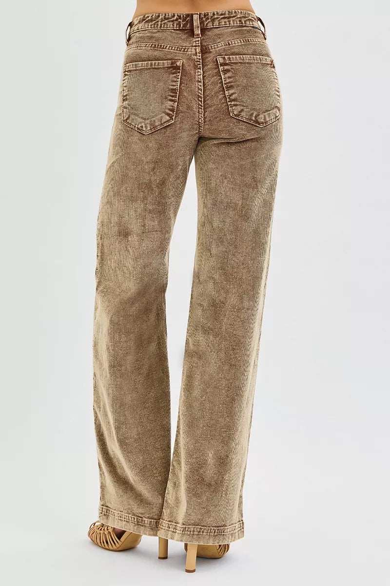 RISEN High Rise Wide Leg Corduroy Jeans - Trendsi - Flyclothing LLC