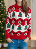 Christmas Element Round Neck Long Sleeve Sweater - Trendsi - Flyclothing LLC