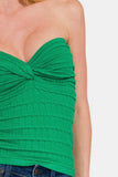 Zenana Ruched Twisted Sweetheart Neck Top - Trendsi - Flyclothing LLC