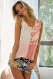 BiBi French Terry Color Block Leopard Sleeveless Top - Trendsi - Flyclothing LLC
