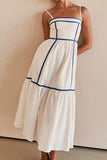 Contrast Trim Square Neck Midi Cami Dress - Trendsi - Flyclothing LLC