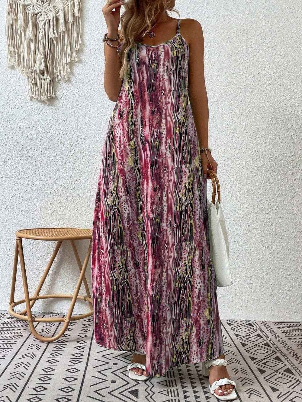 Full Size Printed Scoop Neck Maxi Cami Dress - Trendsi - Flyclothing LLC