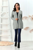 Cable-Knit Open Front Long Sleeve Cardigan - Trendsi - Flyclothing LLC
