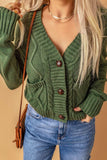 Cable-Knit Button Down V-Neck Cardigan - Trendsi - Flyclothing LLC