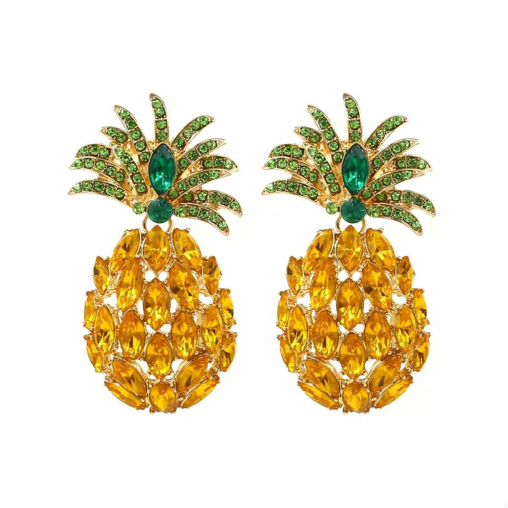 Pineapple Rhinestone Dangle Earrings - Trendsi - Flyclothing LLC