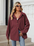 Collared Neck Long Sleeve Dropped Shoulder Shirt - Trendsi - Flyclothing LLC