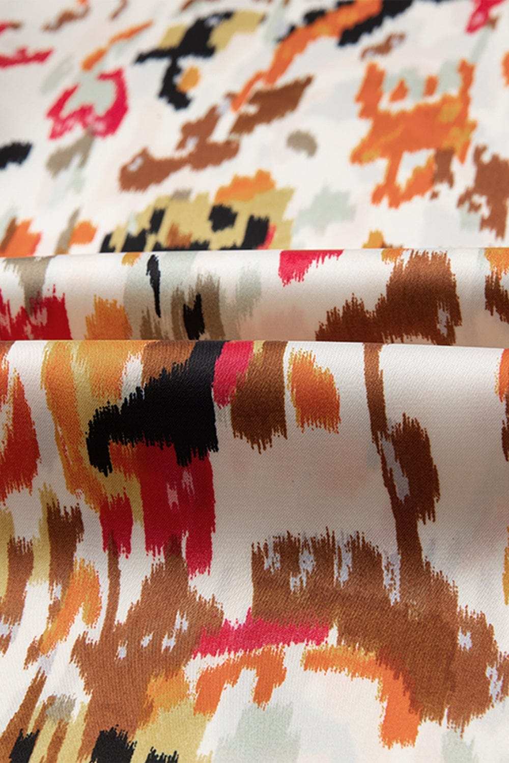 Abstract Print 3/4 Sleeve Ruffle Blouse - Trendsi - Flyclothing LLC