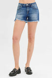 RISEN Full Size Low Rise Frayed Denim Shorts Plus Size - Trendsi - Flyclothing LLC