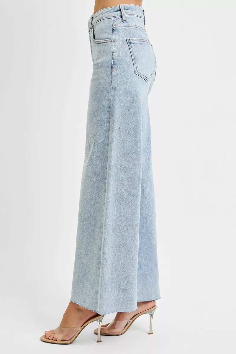 RISEN Full Size High Rise Ankle Wide Palazzo Jeans Plus Size - Trendsi - Flyclothing LLC