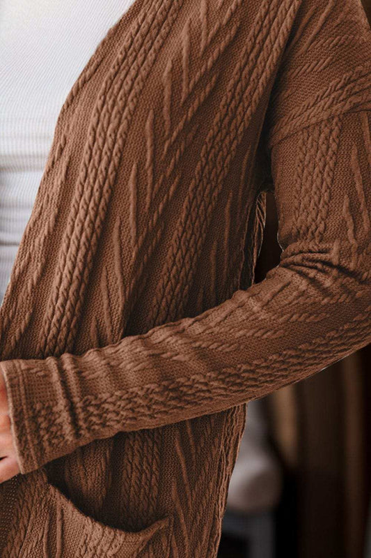 Textured Open Front Cover Up with Pockets - Trendsi - Flyclothing LLC