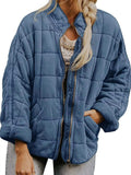 Full Size Zip Up Quilted Bomber Jacket Plus Size - Trendsi - Flyclothing LLC