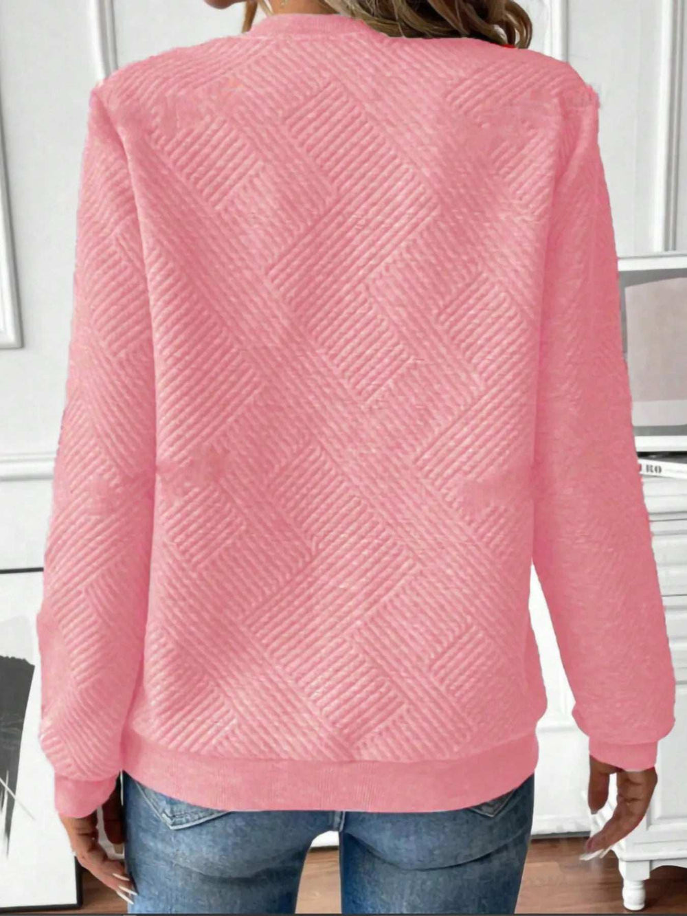 Quarter Zip Textured Long Sleeve Sweatshirt - Trendsi - Flyclothing LLC