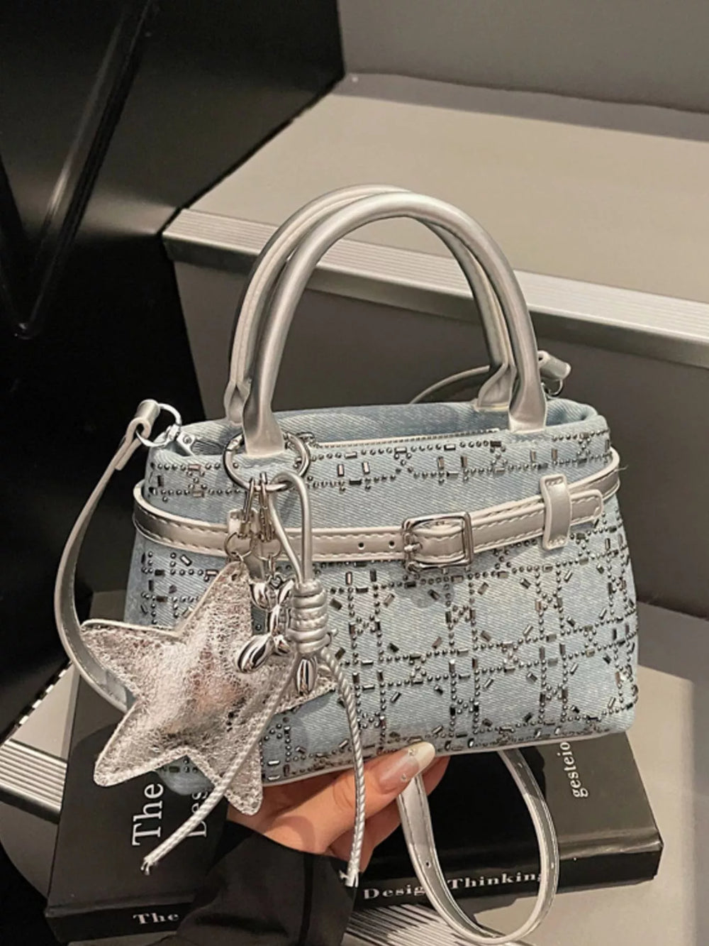 Texture Star Charm Crossbody Bag - Trendsi - Flyclothing LLC