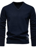 Men's Ribbed Hem V-Neck Long Sleeve Sweater - Trendsi - Flyclothing LLC