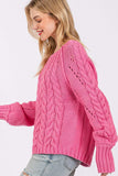 SAGE + FIG Cable-Knit Long Sleeve Sweater - Trendsi - Flyclothing LLC