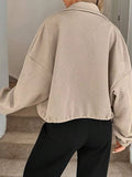 Textured Zip-Up Drawstring Hem Jacket - Trendsi - Flyclothing LLC