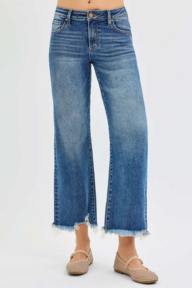 RISEN Full Size Mid Rise Crop Straight Jeans Plus Size - Trendsi - Flyclothing LLC