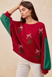 BiBi Christmas Theme Tree Embroidered Sweater - Trendsi - Flyclothing LLC