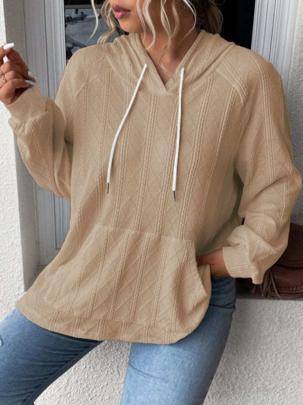 Full Size Drawstring Long Sleeve Hoodie - Trendsi - Flyclothing LLC