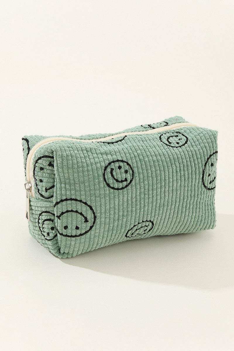 Zenana Smiley Face Corduroy Cosmetic Pouch - Trendsi - Flyclothing LLC