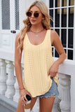 Eyelet Scoop Neck Wide Strap Tank - Trendsi - Flyclothing LLC