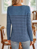 Lovelet Striped Round Neck Long Sleeve T-Shirt - Trendsi - Flyclothing LLC