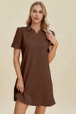 Double Take Full Size Texture Short Sleeve Dress - Trendsi - Flyclothing LLC