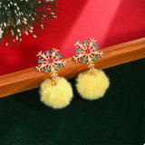 Christmas Snowflake Pom Pom Drop Earrings - Trendsi - Flyclothing LLC