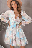 Printed Flounce Sleeve Mini Dress - Trendsi - Flyclothing LLC